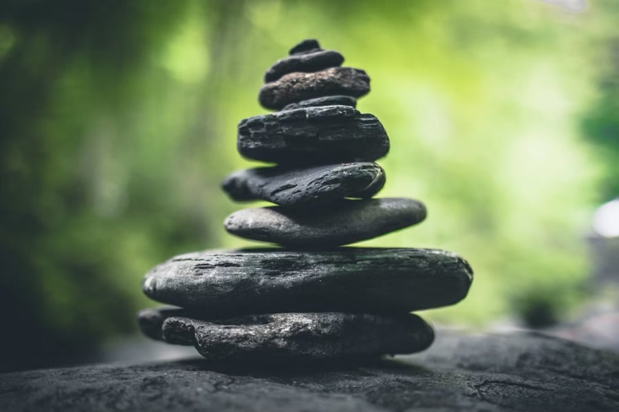 Stacked stones used as a mindfulness practice